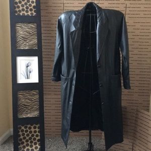 Long Leather Trench Coat